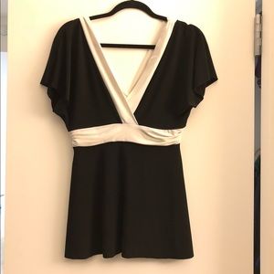 White House Black Market Double V Neck Top